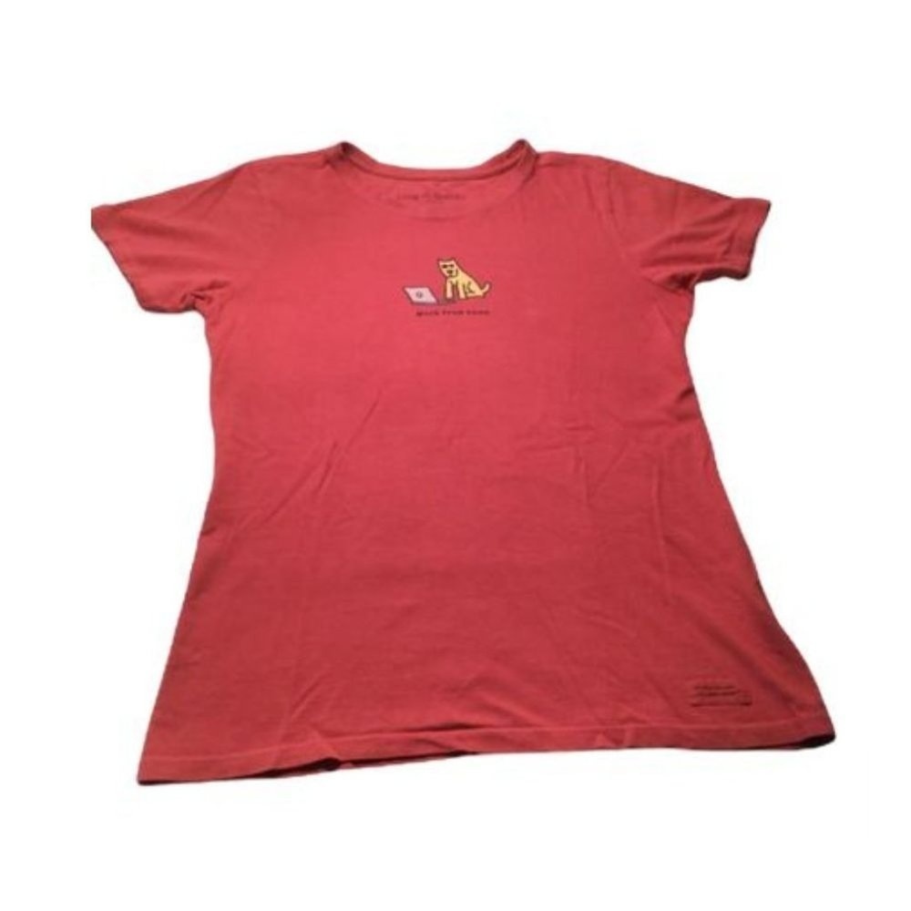Work From Home Life is Good Women's Crew Neck Short Sleevee T-Shirt Red Size XS